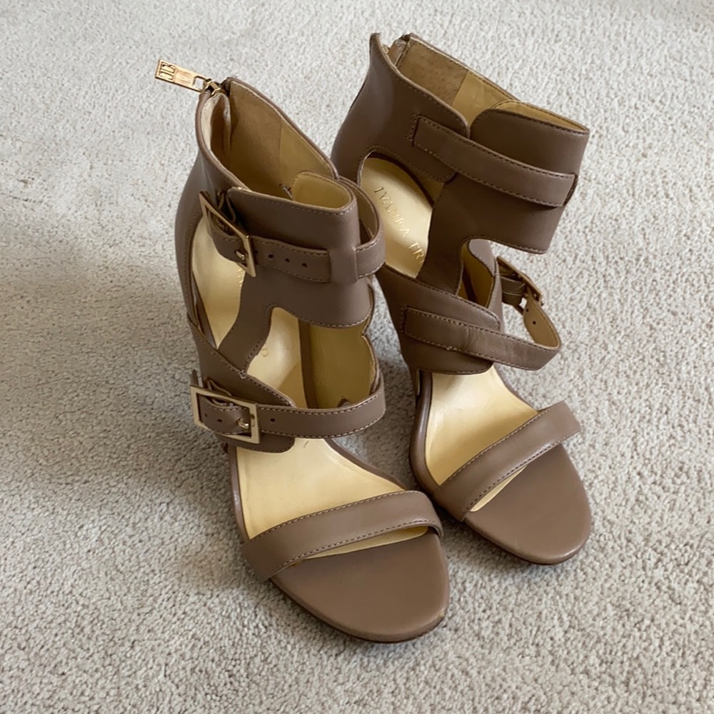 Tan high heel sandals